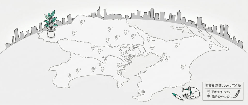 関東圏2026年新築マンションキャンペーン対象20物件の地域イメージ