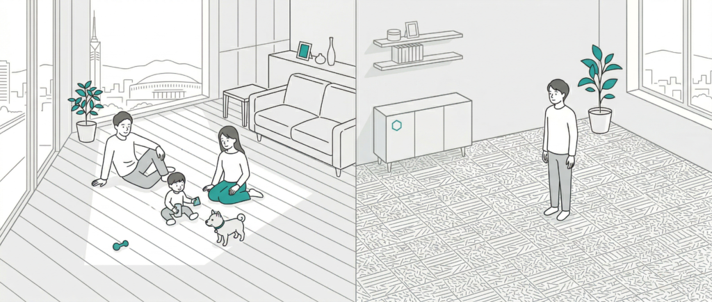 フロアコーティングの種類別費用相場と保証年数をまとめた比較表のイメージ