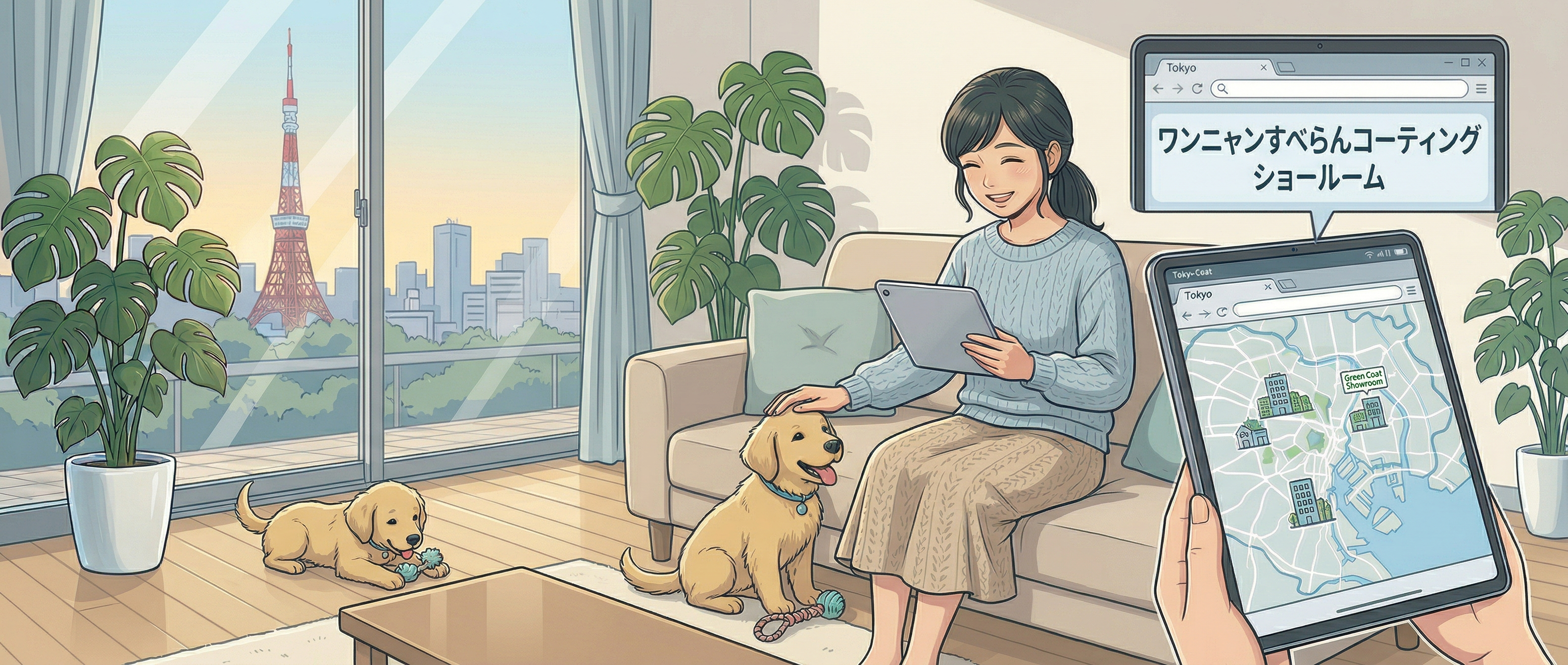 東京でペット用フロアコーティングを依頼するイメージ・練馬ショールーム